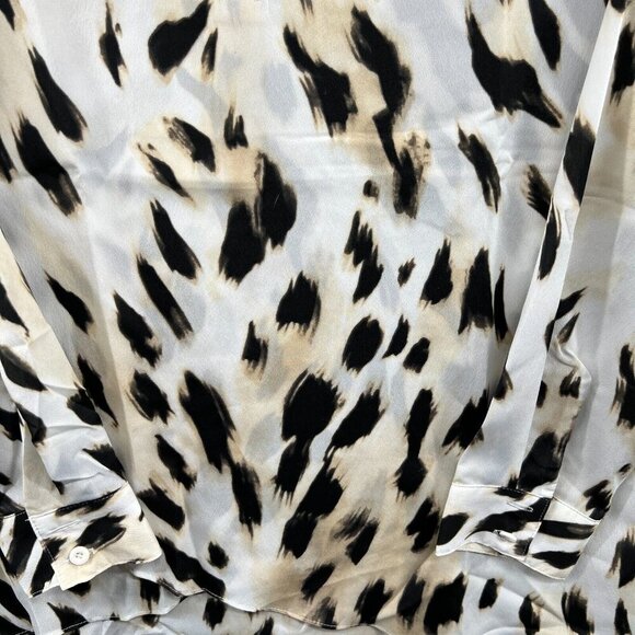 Chicos Womens Tunic Top 0 Small Petite Cream Brown Animal Print Sheer Shirt - Picture 3 of 11